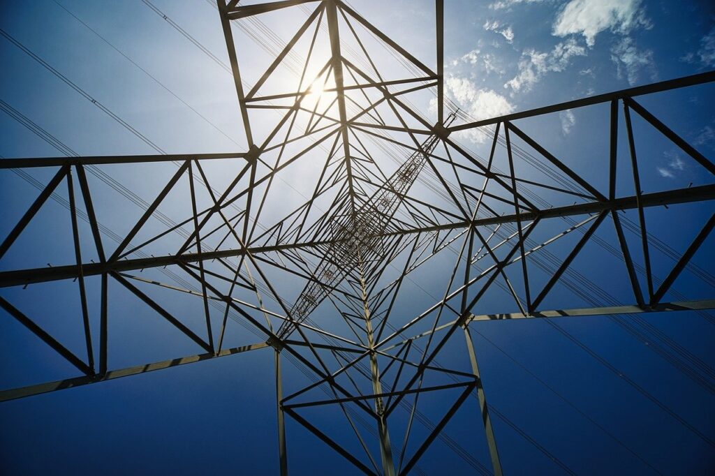 pylon, electricity, sun